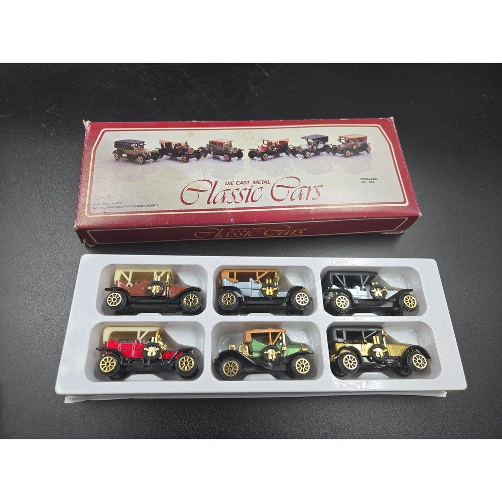 Vintage Die Cast Metal Classic Cars Set 6 Piece Freewheel 301-306 Rolls Royce